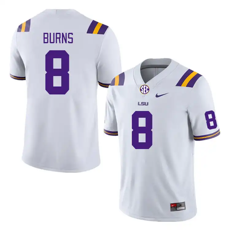 Men's LSU Tigers Major Burns #8 White NCAA Football Jersey